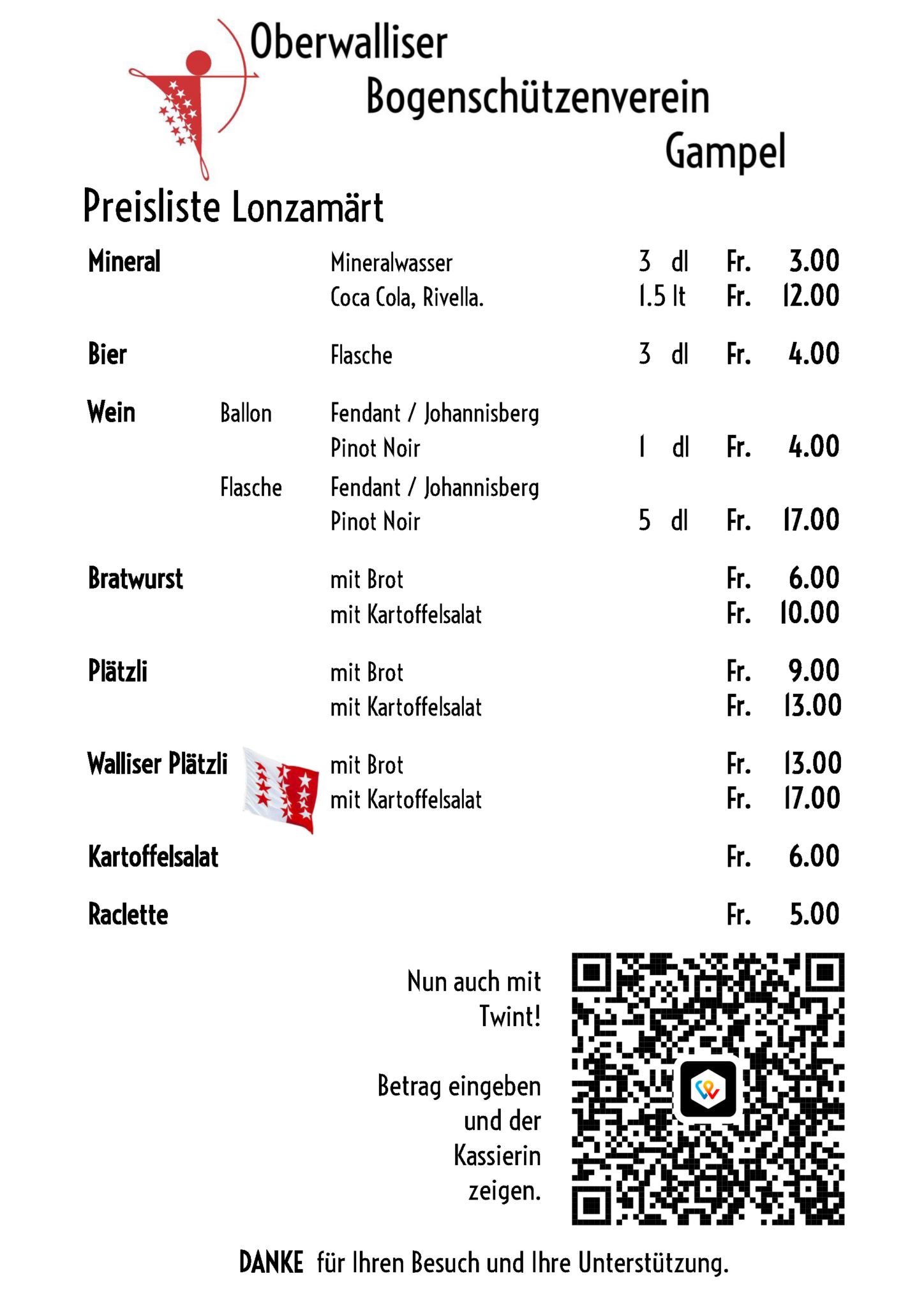 Preisliste A4 Lonzamarkt 2026
